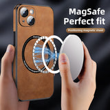 Luxury Magsafe Lens Protection PU Leather Case For iPhone - B@zzar Store